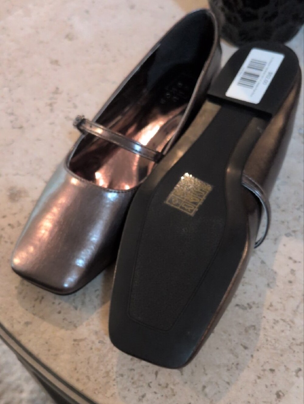 9 Shu Shop Adele Metallic Pewter Mary Jane Ballerina Flats - Picture 6 of 14